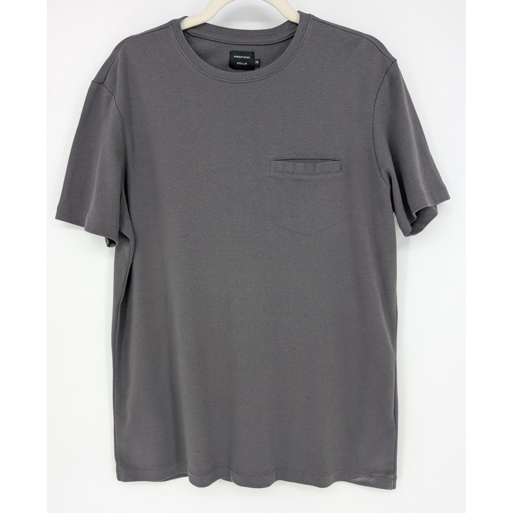 Marfinno Pocket‎ T-Shirt Mens M Gray Short Sleeve Regular Fit Crew Neck Solid